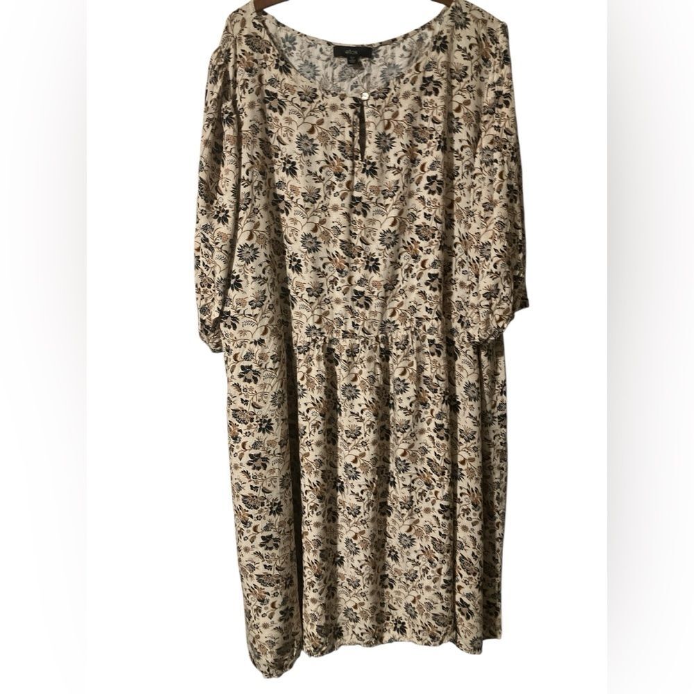 Ellos Dress Size 2X Flowy Balloon Sleeves Summer Midi Soft